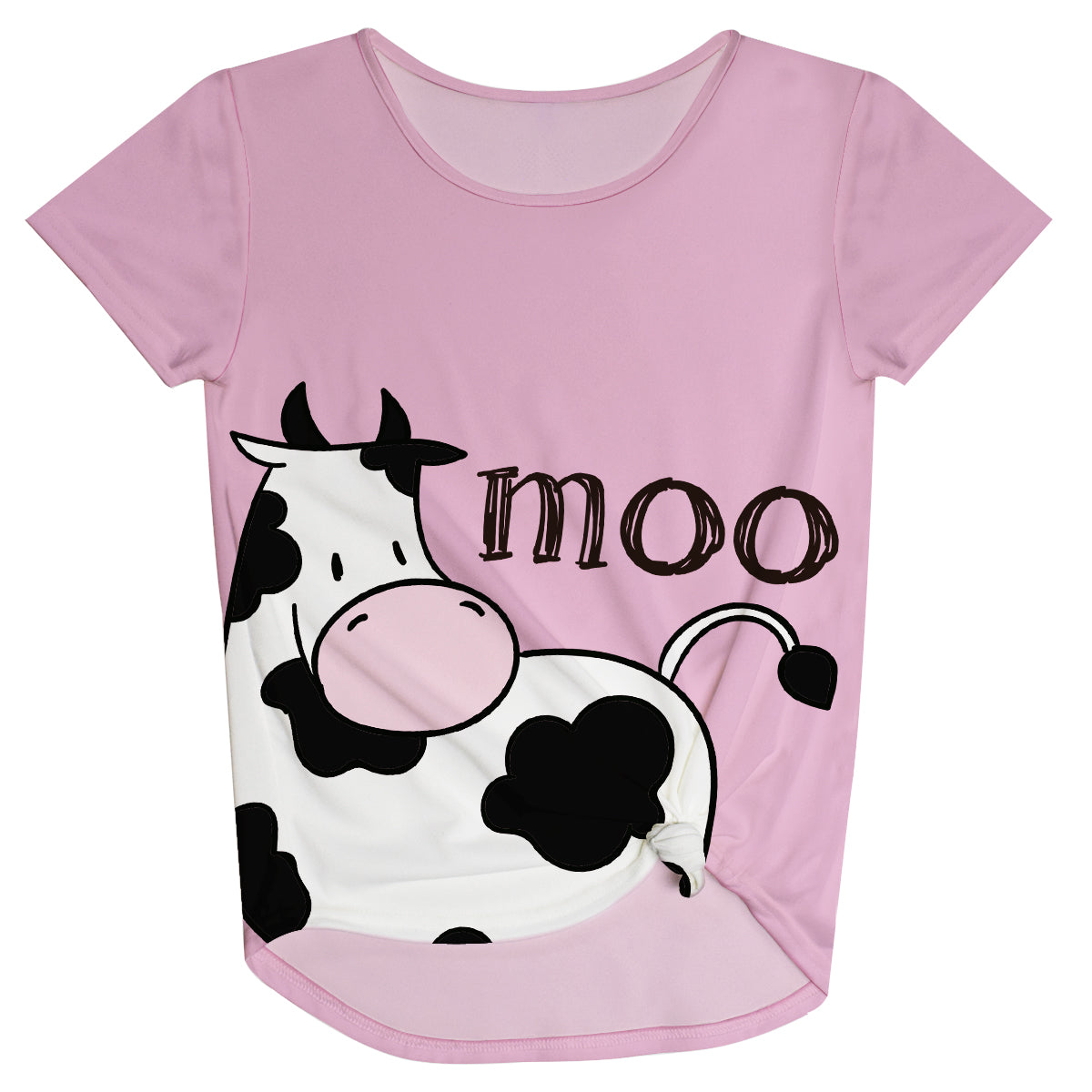 Pink and white cow moo girls knot top - Wimziy&Co.