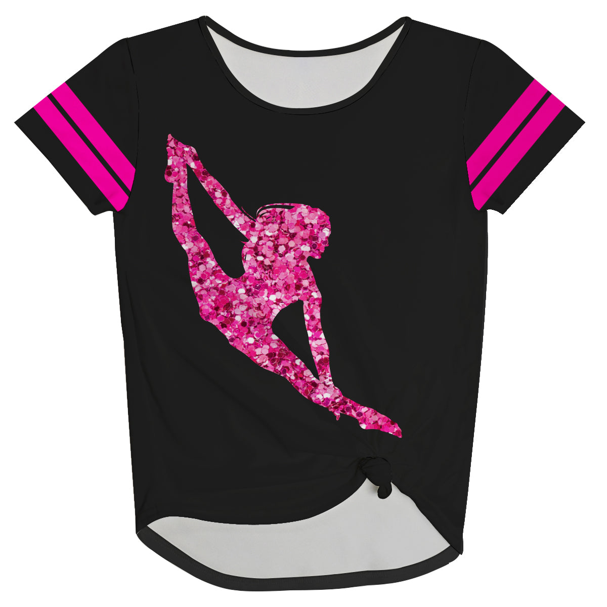 Black and hot pink dancer knot top with name - Wimziy&Co.