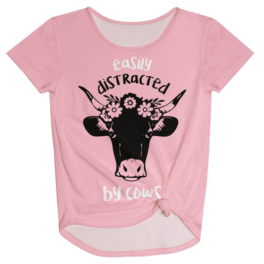 Easily Distracted By Cows Pink Knot Top - Wimziy&Co.