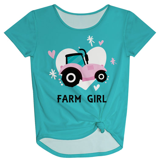 Aqua farm girls short leeve knot top - Wimziy&Co.