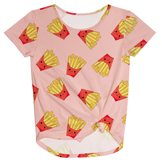 French Fries Print Peach Knot Top - Wimziy&Co.