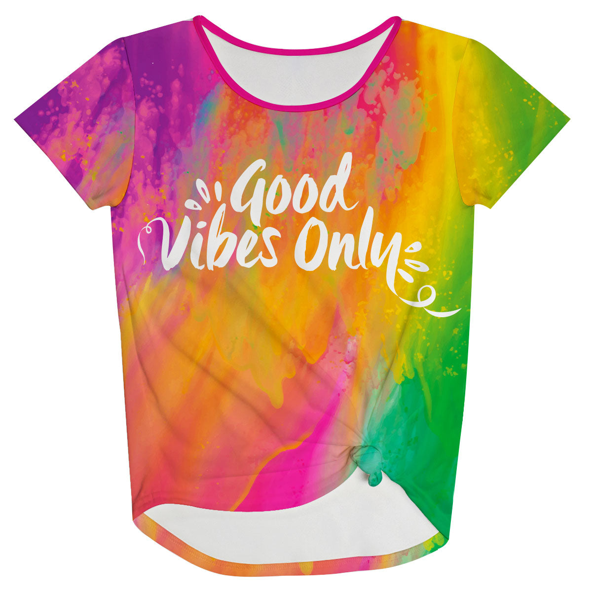 Good Vibes Only Tie Dye Color Knot Top - Wimziy&Co.