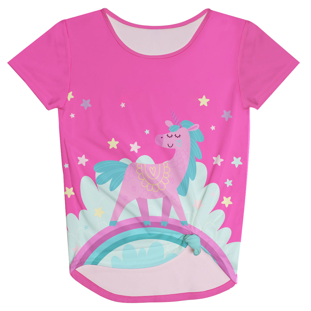 Happy Unicorn Name Pink Knot Top - Wimziy&Co.