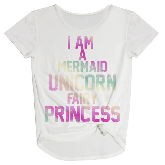 I Am A Mermaid Unicorn Fairy Princess White Knot Top - Wimziy&Co.
