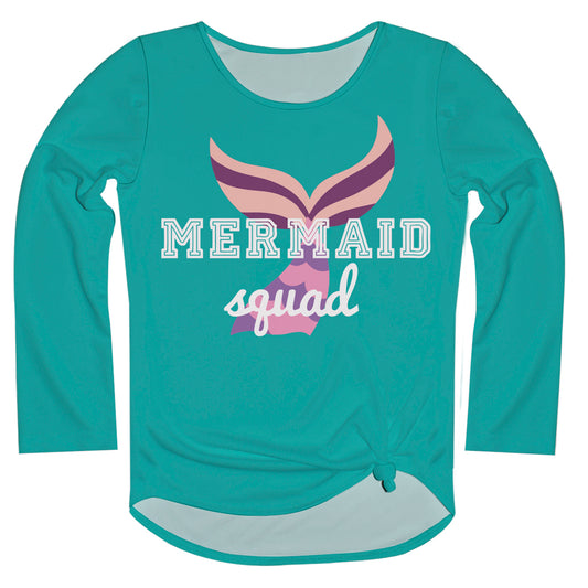 Mermaid Squad Aqua Long Sleeve Knot Top - Wimziy&Co.