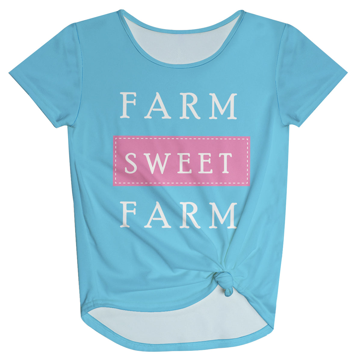 Turquoise 'Farm Sweet Farm' girls knot top - Wimziy&Co.