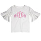 White and pink llamas bell sleeve girls blouse with monogram - Wimziy&Co.