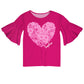 Flowers Heart Name Pink Short Sleeve Ruffle Top - Wimziy&Co.