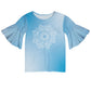 Mandala Name Light Blue Degrade Short Sleeve Ruffle Top - Wimziy&Co.