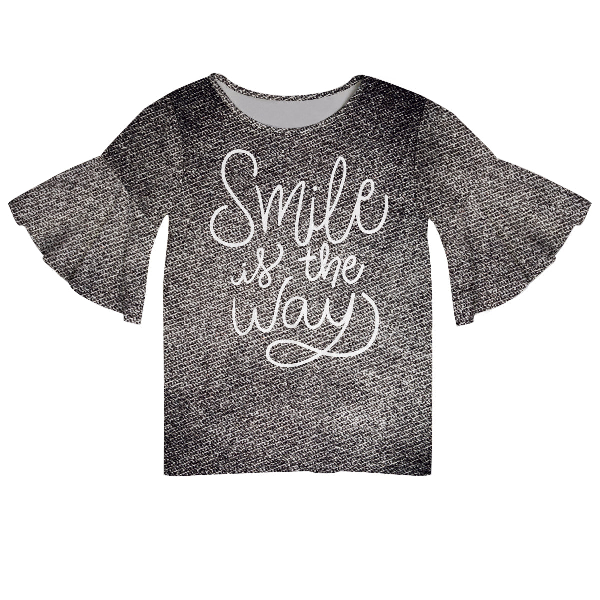 Smile Is The Way Black Denim Short Ruffle Top - Wimziy&Co.