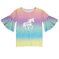 Unicorn Name Colors Degrade Short Sleeve Ruffle Top - Wimziy&Co.