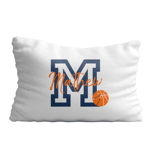 Basketball initial and name white pillow case - Wimziy&Co.