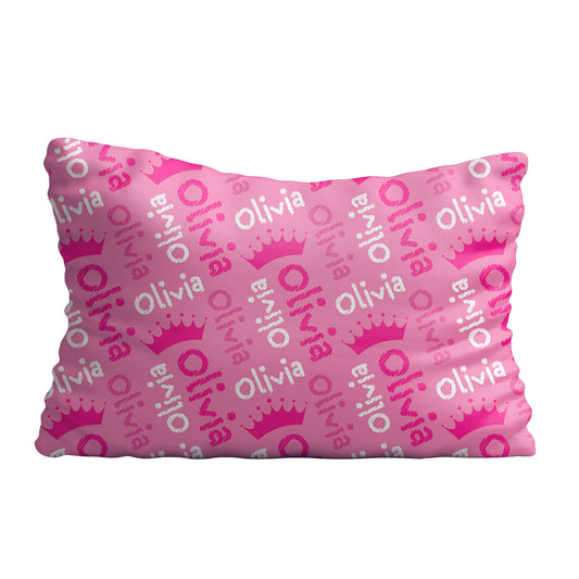 Crown and name print pink pillow case - Wimziy&Co.