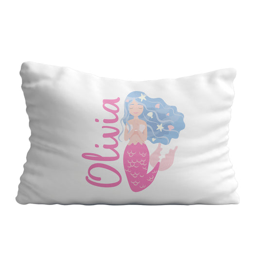 Mermaid name white pillow case - Wimziy&Co.