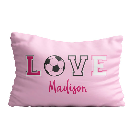 Love soccer name pink pillow case - Wimziy&Co.