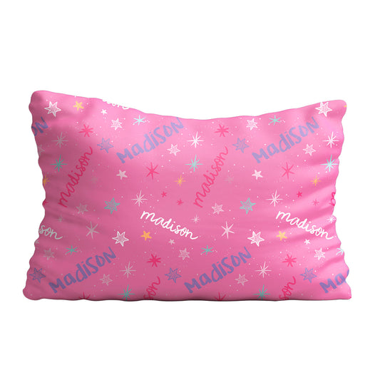 Stars name print pink pillow case - Wimziy&Co.
