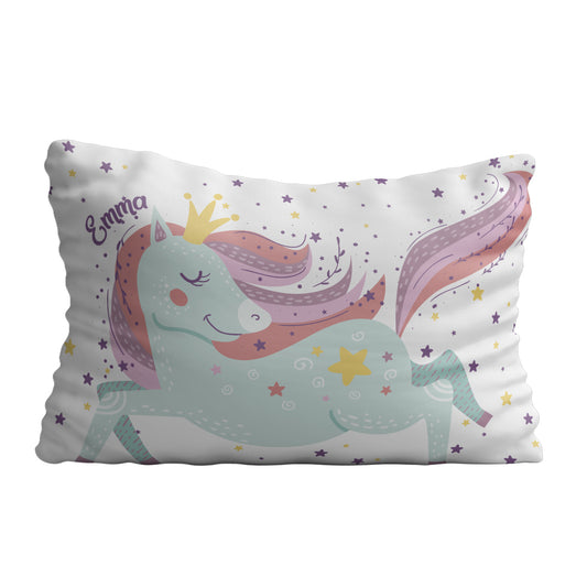 Unicorn stars name white pillow case - Wimziy&Co.
