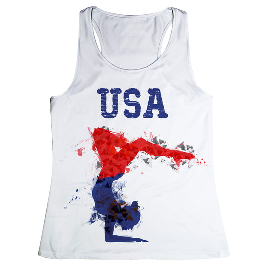 White USA and gymnast girls tank top - Wimziy&Co.