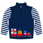 Boys navy and white christmas train long sleeve quarter zip sweatshirt - Wimziy&Co.