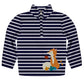 Girls navy and white fox long sleeve quarter zip sweatshirt - Wimziy&Co.