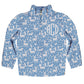 Light blue woodland animals long sleeve quarter zip sweatshirt with monogram - Wimziy&Co.